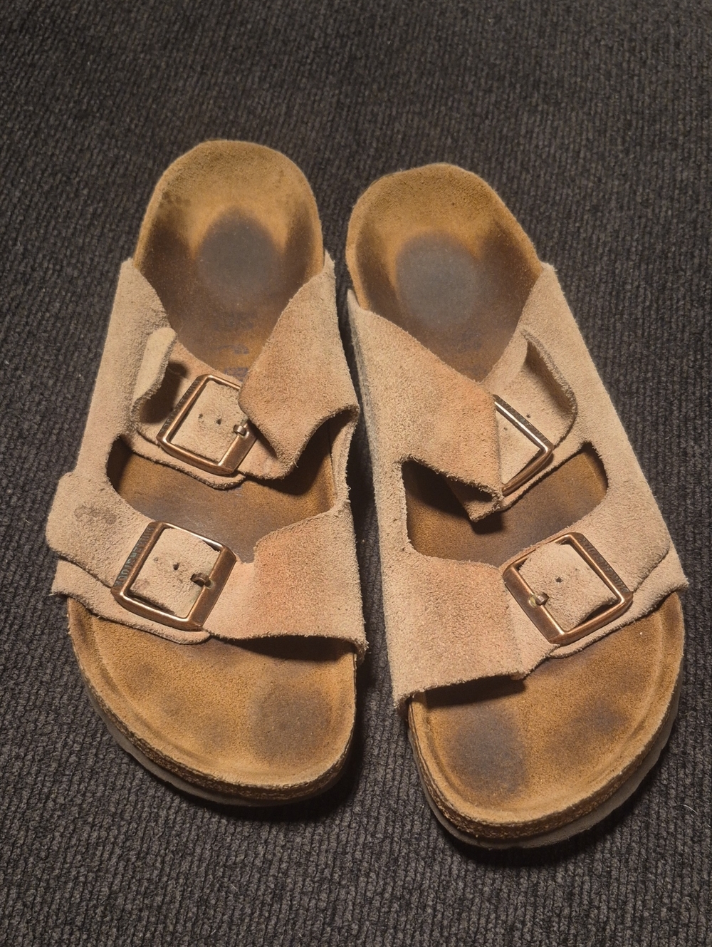 Birkenstock Men's Double-Buckle Suede Sandals in Light Brown